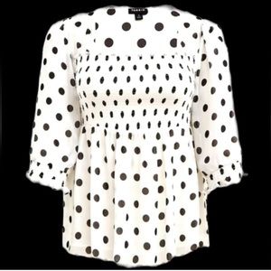 Torrid 3 Smocked Babydoll Chiffon Top 22/24 Polka Dots